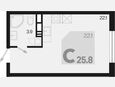 Студия, 25.80 м², 9/9 этаж фото 0