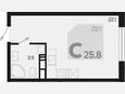 Студия, 25.80 м², 9/9 этаж фото 0