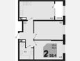 3-комнатная квартира, 58.40 м², 18/18 этаж фото 0