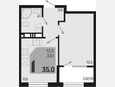 1-комнатная квартира, 35 м², 3/9 этаж фото 0