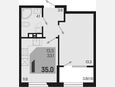 1-комнатная квартира, 35 м², 9/9 этаж фото 0