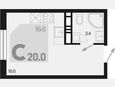 Студия, 20 м², 8/18 этаж фото 0