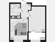 1-комнатная квартира, 35 м², 4/9 этаж фото 0