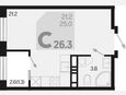 Студия, 26.30 м², 2/18 этаж фото 0