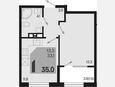 1-комнатная квартира, 35 м², 9/9 этаж фото 0