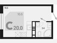 Студия, 20 м², 17/18 этаж фото 0