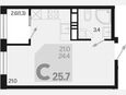 Студия, 25.70 м², 5/18 этаж фото 0