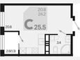 Студия, 25.50 м², 12/18 этаж фото 0