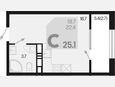 Студия, 25.10 м², 17/18 этаж фото 0