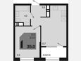 1-комнатная квартира, 35 м², 18/18 этаж фото 0