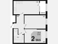3-комнатная квартира, 59.50 м², 2/18 этаж фото 0