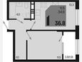 1-комнатная квартира, 36.90 м², 16/18 этаж фото 0