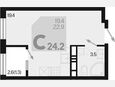 Студия, 24.20 м², 18/18 этаж фото 0
