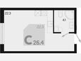 Студия, 26.40 м², 2/9 этаж фото 0