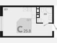 Студия, 25.80 м², 9/9 этаж фото 0