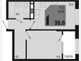 1-комнатная квартира, 36.80 м², 5/18 этаж фото 0