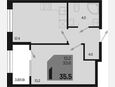 1-комнатная квартира, 35.50 м², 2/9 этаж фото 0