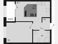1-комнатная квартира, 36.30 м², 2/9 этаж фото 0