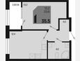 1-комнатная квартира, 35.50 м², 2/9 этаж фото 0