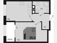 1-комнатная квартира, 35 м², 8/9 этаж фото 0