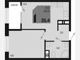 1-комнатная квартира, 35.40 м², 8/9 этаж фото 0