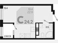 Студия, 24.20 м², 13/18 этаж фото 0