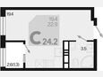 Студия, 24.20 м², 18/18 этаж фото 0