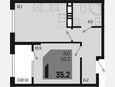 1-комнатная квартира, 35.20 м², 3/18 этаж фото 0