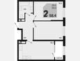 3-комнатная квартира, 58.40 м², 12/18 этаж фото 0