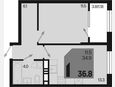 1-комнатная квартира, 36.80 м², 15/18 этаж фото 0