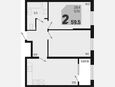 3-комнатная квартира, 59.50 м², 2/18 этаж фото 0