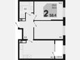 3-комнатная квартира, 58.40 м², 9/18 этаж фото 0