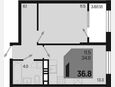 1-комнатная квартира, 36.80 м², 4/18 этаж фото 0