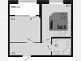 1-комнатная квартира, 36.20 м², 2/9 этаж фото 0
