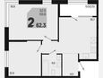 3-комнатная квартира, 62.30 м², 2/9 этаж фото 0